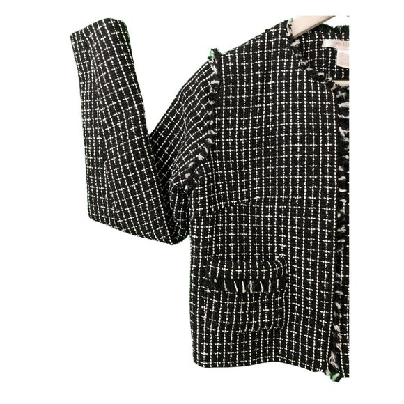 Love & Liberty Tweed Style Light Black and White Squares Details Jacket S - Picture 3 of 4